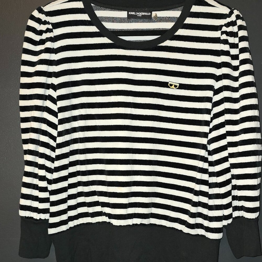 Karl Lagerfeld Paris Striped Velvet Top